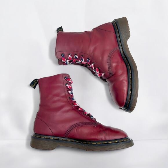 Dr. Doc Martens US7 Vintage 1980s England MIE Soft Red Pascal 8 Eyelet 1460 UK5 - Picture 4 of 11